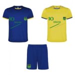 Ensemble de foot enfant br�sil - 2 tee - shirts + short - bleu - gar�on - football - manches courtes ...