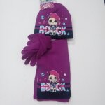 Ensemble gants bonnet charpe poupe lol surprise - violet - noir - tailles 52 - 3 / 5ans 54 - 6 / 8ans ...