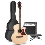 Ensemble de guitare lectrique acoustique avec banc - max - set complet pour dbutants - bois
