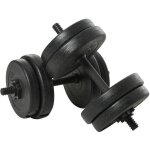 Ensemble dhalt�res - homcom - total 20 kg dumbbell paires poids r�glable barres musculation - acier hdpe ...