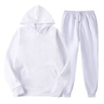 Ensemble homme 2 pièces chaud décontractée sport sweat à capuche et pantalon jogging - blanc Ensemble homme 2 pièces chaud décontractée sport sweat à capuche et pantalon jogging - blanc