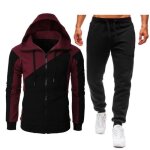 Ensemble homme 2 pices sweat  capuche homme et pantalon jogging de cordon de serrage - rouge vineux ...