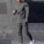 Ensemble homme sasaquoy nouveau costume dcontract de couleur unie costume de sport  manches longues ...