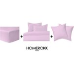 Ensemble de literie - homerokk - housse de couette 220x240 - 2 taies 65x65 - drap housse 140x190 - rose ...