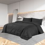 Housse de couette - keenso - es006 - noir - microfibre l�g�re - 200x220 cm
