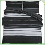 Ensemble de housse de couette - v geby - 200x200 cm - 100% coton - noir et blanc - fermeture à bouton ... Ensemble de housse de couette - v geby - 200x200 cm - 100% coton - noir et blanc - fermeture à bouton ...