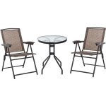 Outsunny - salon de jardin - mtal - 60x60x70cm - marron