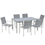 Outsunny - table et chaise de jardin - acier - 150x90x72cm - gris Outsunny - table et chaise de jardin - acier - 150x90x72cm - gris