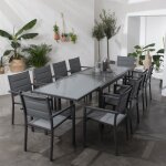 Salon de jardin lampedusa extensible en textil�ne gris 10 places - aluminium anthracite