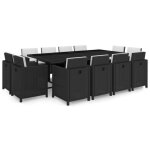 Vidaxl salon de jardin 13 pcs avec coussins rsine tresse noir