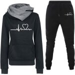 Ensemble jogging femme - chic & lgant - pantalon et sweat  capuche - noir - manches longues - fitness ...