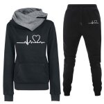Ensemble jogging femme - survetement 2 pi�ces - pantalon et sweat � capuche - noir - confortable - respirant ...
