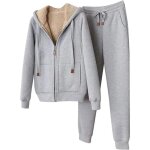 Ensemble de jogging - femme - survtement dhiver - sweat  capuche zipp - pantalon skinny - gris