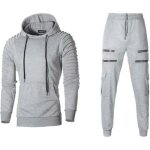 Ensemble jogging survtement homme sweat - shirt  capuche  manches longues et pantalonpull hooded gris ...