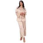Ensemble avec kimono fluide et satin� � ceinture amovible nouable. pantalon ample avec �lastique � la ...