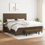 Ensemble lit � sommier tapissier avec matelas et surmatelas marron fonc� 200x200 cm - mothinessto ly3208 ...