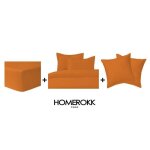 Ensemble de literie - homerokk - housse de couette 220x240 - 2 taies 65x65 - drap housse 180x200 - orange ...