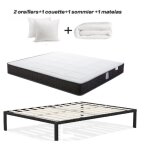 Ensemble de literie - iztoss - 160x200cm - matelas m�moire de forme - sommier tapissier - couette 200x230cm ...