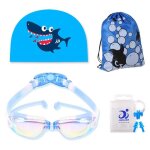 Ensemble de lunettes de natation bleu / blanc pour mixte enfant anti - uv anti - bu�e avec bonnet de ...