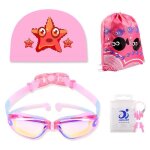 Ensemble de lunettes de natation rose pour mixte enfant anti - uv anti - bu�e avec bonnet de bain bouchons ...