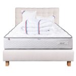 Ensemble luxury literie matelas iris 140x200 cm 2 oreillers couette sommier tête de lit beige Ensemble luxury literie matelas iris 140x200 cm 2 oreillers couette sommier tête de lit beige