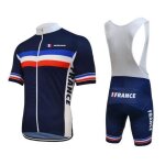 Ensemble maillot de cyclisme homme manches courtes + cuissard � v�lo gel bleu - vtt cycle respirant