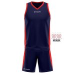 Ensemble maillot et short - givova - power - navy blue / red - xl - 100% polyester
