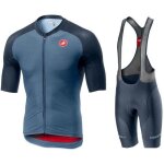 Ensemble maillot de v�lo route homme manches courtes + cuissard � bretelles cycliste vtt gel - bleu - ...