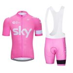 Ensemble maillot de v�lo route homme manches courtes + cuissard � bretelles cycliste vtt gel - rose - ...