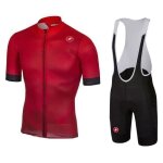 Ensemble maillot de v�lo route homme manches courtes + cuissard � bretelles cycliste vtt gel - rouge ...
