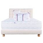 Ensemble matelas 140x190 cm thermotec 24 cm ferme face t / hiver + sommier beige ep20cm + 2 oreillers ...