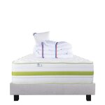 Ensemble matelas 90x190 cm r�verie 30 cm m�moire de forme ferme face �t� / hiver + sommier gris ep20cm ...