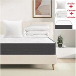 Ensemble matelas m�moire de forme 90x190 memo hr + couette 140x200 + oreillers 60x60