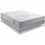Ensemble de matelas et sommier - simmons - optimal - 580 ressorts ensachs - ferme - gris