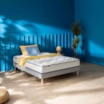 Ensemble merinos matelas ressorts ensachs + mousse mmoire sweety sommier en kit dco et pieds 160x200 ...
