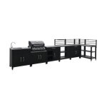 Ensemble de meubles de cuisine ext�rieure en acier inoxydable 7 modules avec barbecue au gaz 4 br�leurs ...