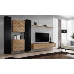 Ensemble de meubles design de salon switch vi. coloris noir et ch�ne finition noires brillantes et ch�ne ...