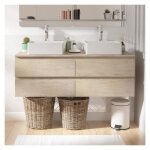 Ensemble double vasque suspendu sorrento avec vasques et robinets 120 cm