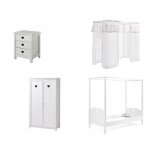 Ensemble de meubles pour enfant - amori - lit � baldaquin - voile - chevet - armoire 2 portes