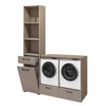 Ensemble de meuble de rangement pour machine � laver et s�che - linge collection washing ? taupe et ch�ne ...