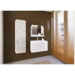 Ensemble meubles de salle de bain blanc collection owl colonne meuble sous vasque 60 cm miroir siphon ...