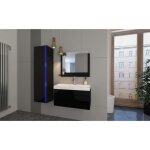 Ensemble meubles de salle de bain noir collection bird colonne meuble sous vasque 80 cm miroir