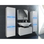 Ensemble meubles de salle de bain blanc collection owl. 2 colonnes meuble sous vasque miroir Ensemble meubles de salle de bain blanc collection owl. 2 colonnes meuble sous vasque miroir