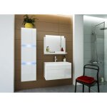 Ensemble meubles de salle de bain blanc collection raven. colonne meuble sous vasque vasque 80cm