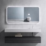 Ensemble de meuble de salle de bain gris fonc� avec lavabo 150cm design up - sogood