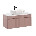 Ensemble de meubles de salle de bain - vivaldi - iconic rose - 100 cm - vasque lili - plan iconic white ...
