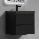 Sogood meuble de salle de bain suspendus noir mat 60x42x55 cm ensemble de 2 pices meuble avec lavabo ...