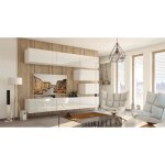 Ensemble de meubles de salon blanc suspendus collection cepto xvi 249cm 8 meubles modulables.