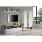 Ensemble de meubles de salon design avec nombreux rangements collection bura. coloris blanc laqué et ... Ensemble de meubles de salon design avec nombreux rangements collection bura. coloris blanc laqué et ...