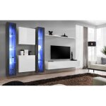 Ensemble meuble salon mural switch xvi design coloris blanc et gris brillant. 40 blanc Ensemble meuble salon mural switch xvi design coloris blanc et gris brillant. 40 blanc
